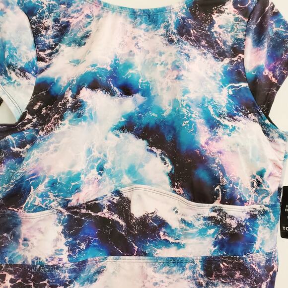 TORRID BATHING SUIT SLIMMING 1X WIRELESS TUMMY CONTROL ONE PIECE SWIMSUIT BLUE - Picture 3 of 10